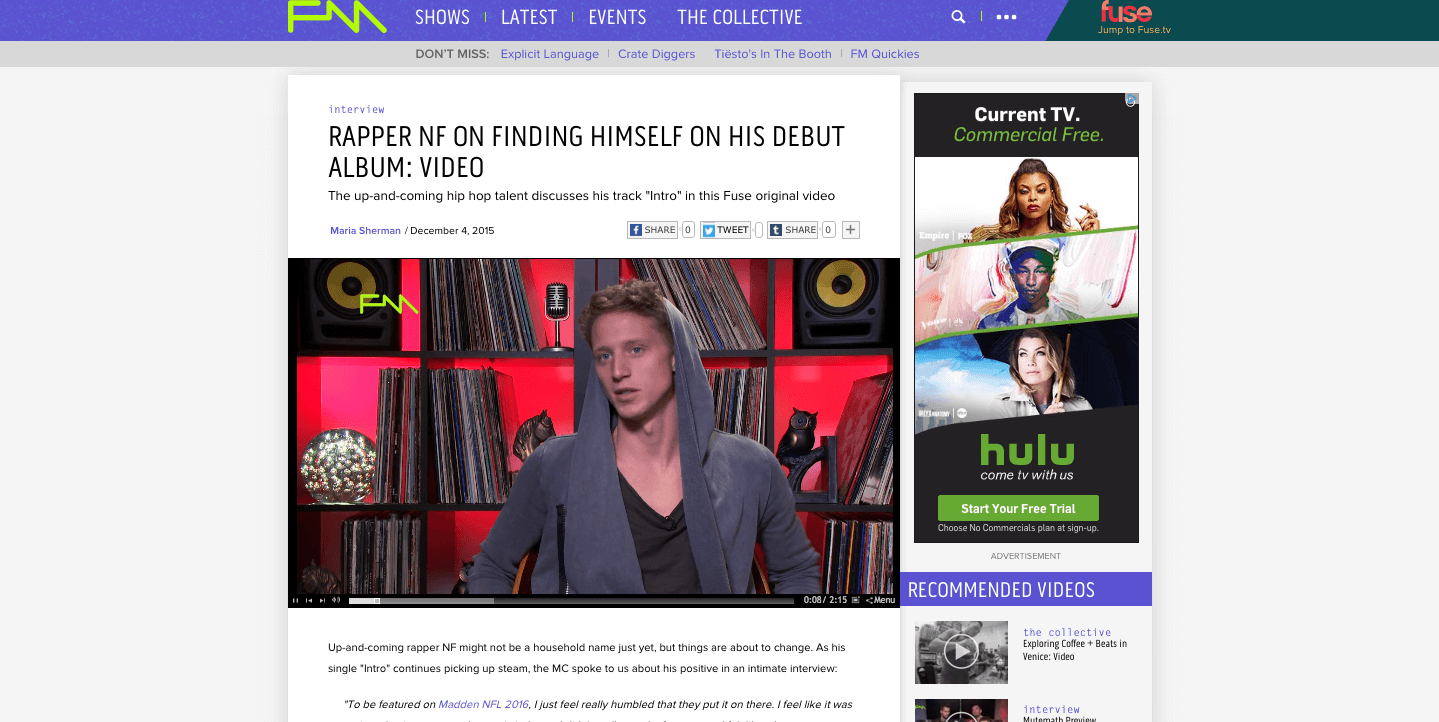 NF Stops by FUSE for an exclusive interview