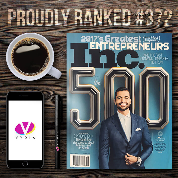 Video Tech Startup, Vydia, Debuts on the Inc 500 list of America’s